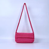 Sac à main rétro rond en perles fait à la main en acrylique exquis